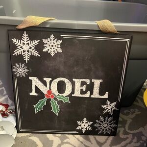Chalkboard Festive Noel hanging Holiday Sign with Snowflakes